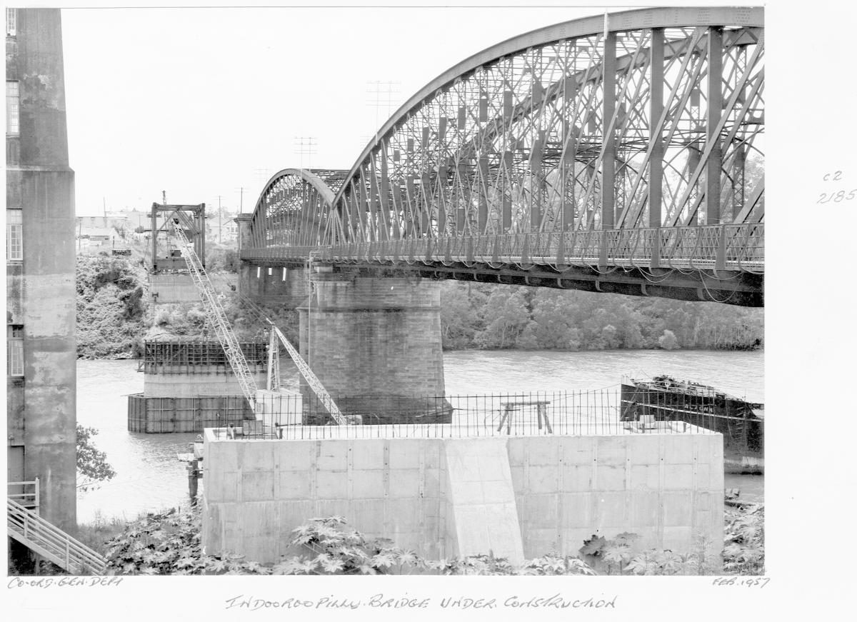 Indooroopilly Bridge under construction - Brisbane, February 1957