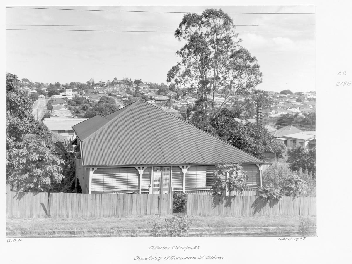 House at 17 Corunna St, Albion during the construction of the Albion overpass - Brisbane, March 1960