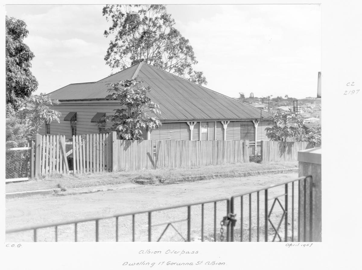 House at 17 Corunna St, Albion during the construction of the Albion overpass - Brisbane, March 1960
