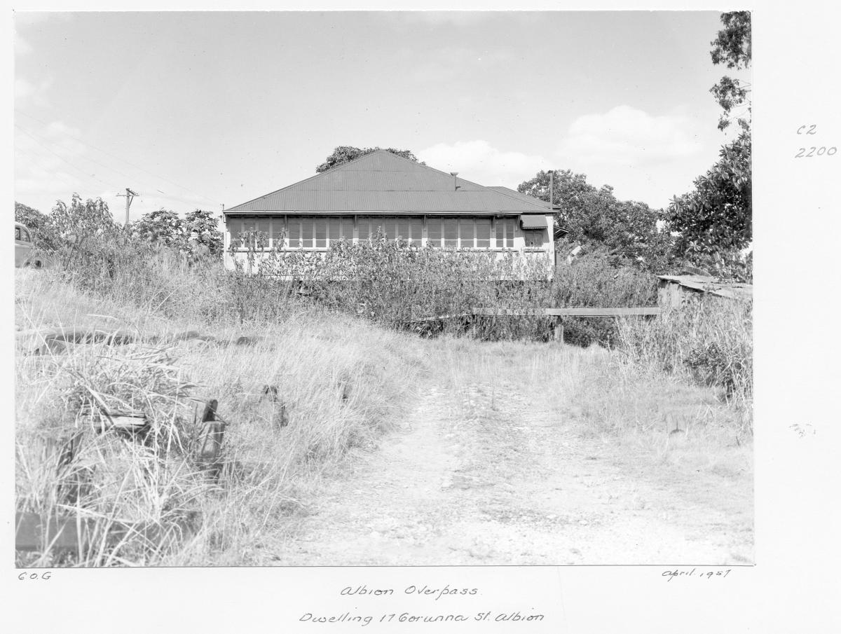 House at 17 Corunna St, Albion during the construction of the Albion overpass - Brisbane, March 1960