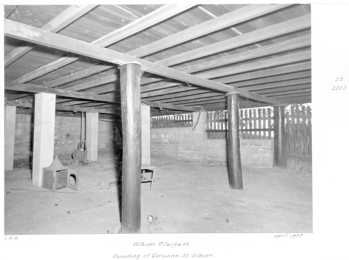 House at 17 Corunna St, Albion during the construction of the Albion overpass - Brisbane, March 1960