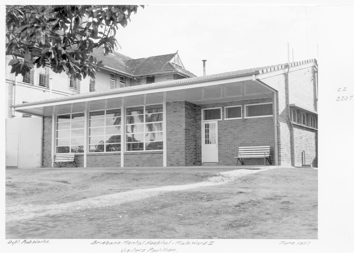 Brisbane Mental Hospital, Male Ward II, visitors' pavillion - Brisbane, June 1957