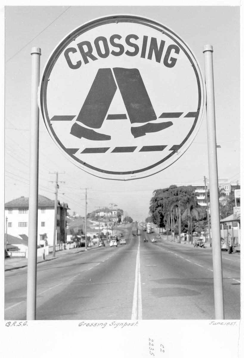 Crossing signpost - Brisbane, June 1957