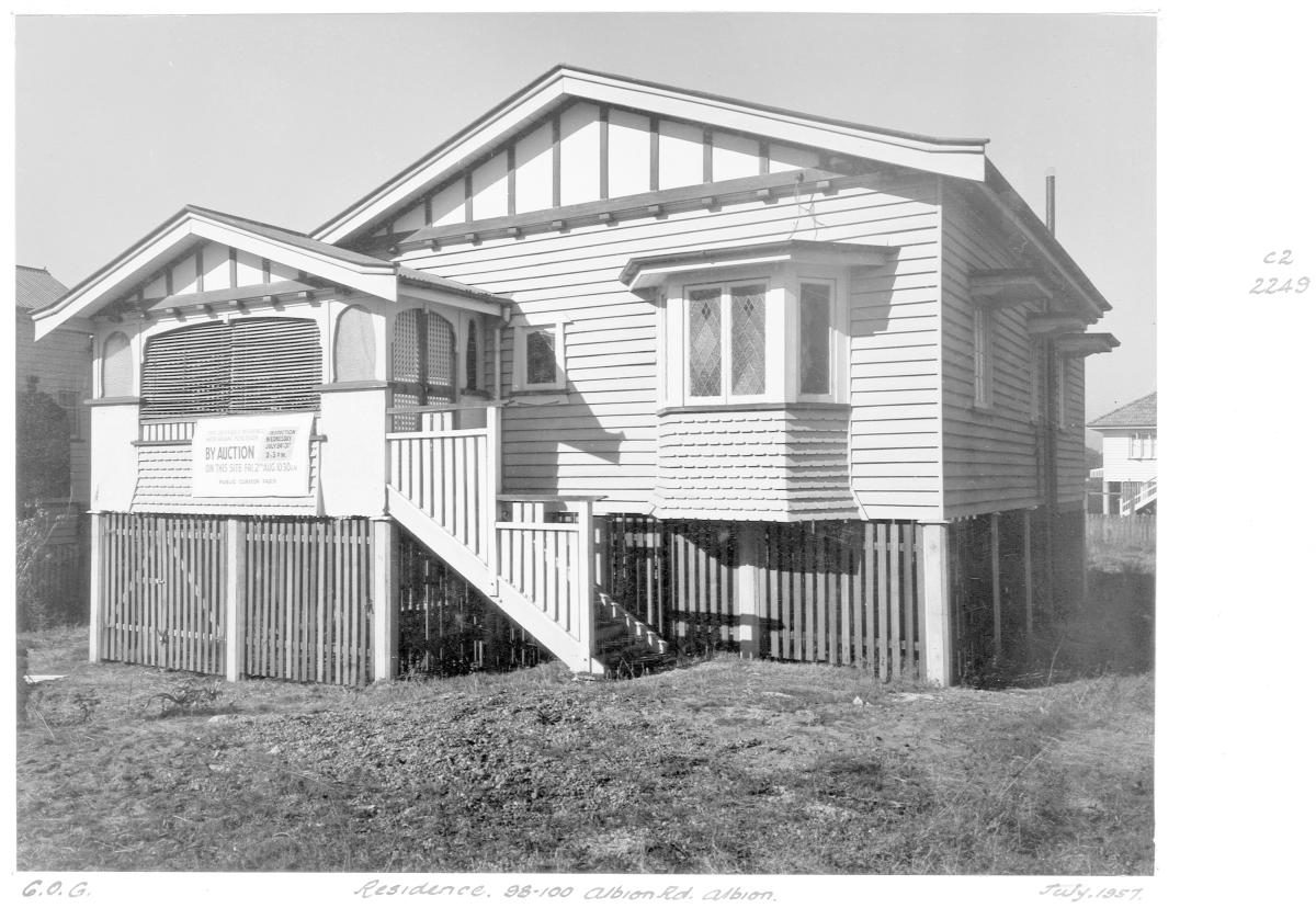 Residence for auction at 98-100 Albion Rd, Albion - Brisbane, July 1957