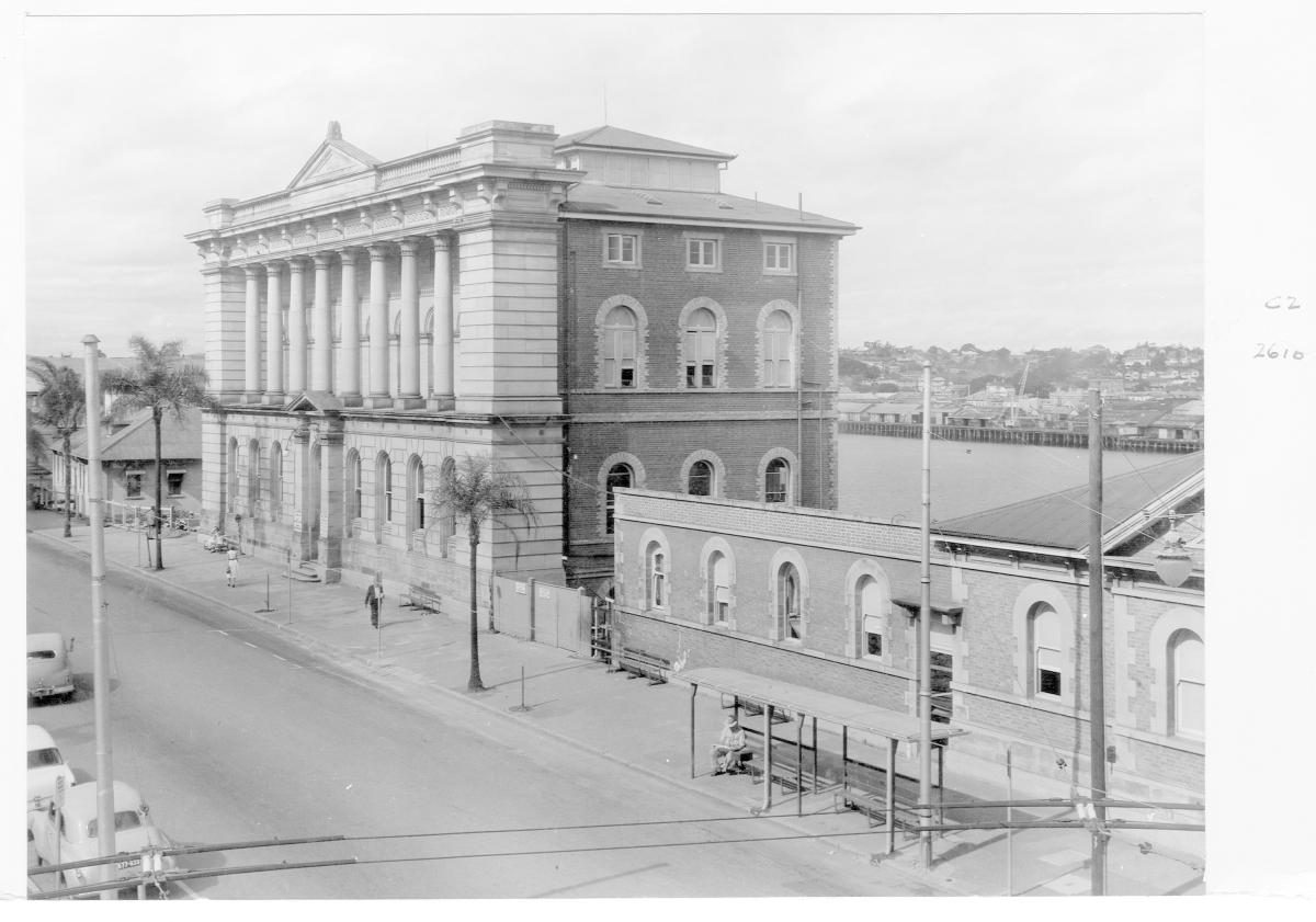 Construction of Centennial Hall, an extension to the State Library of Queensland on William St - Brisbane, April 1958