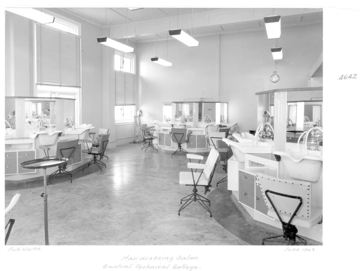 Hairdressing salon, Central Technical College, Brisbane, June 1963