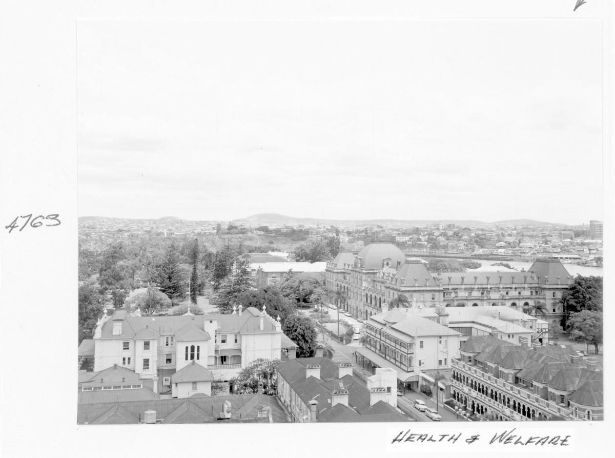 Parliament House viewed from the Health and Welfare Building, Brisbane, October 1968