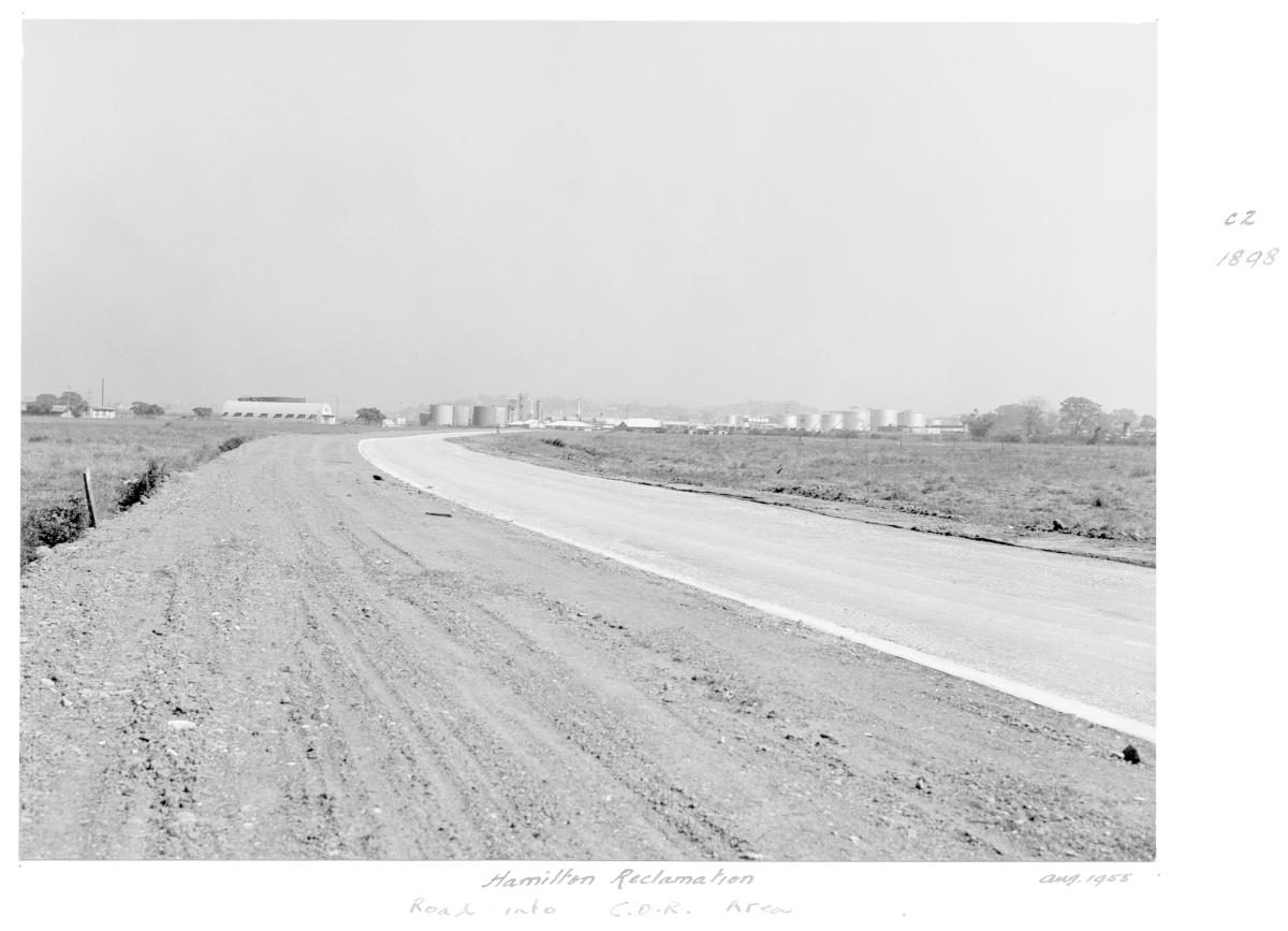 Hamilton reclamation for the road into Caltex Oil Refinery area at Lytton - Brisbane, August 1955