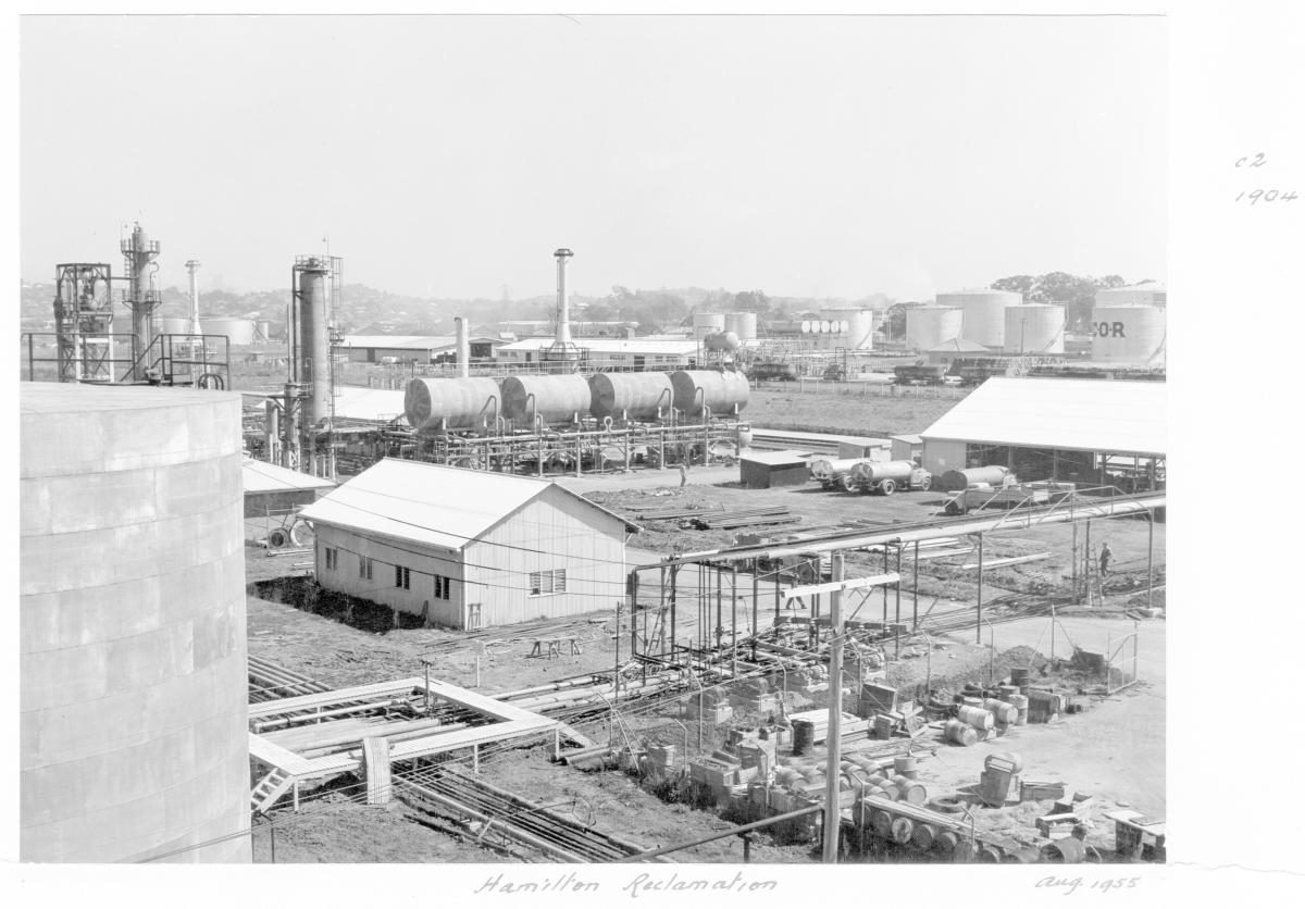 Hamilton reclamation, Caltex Oil Refinery, Lytton - Brisbane, August 1955
