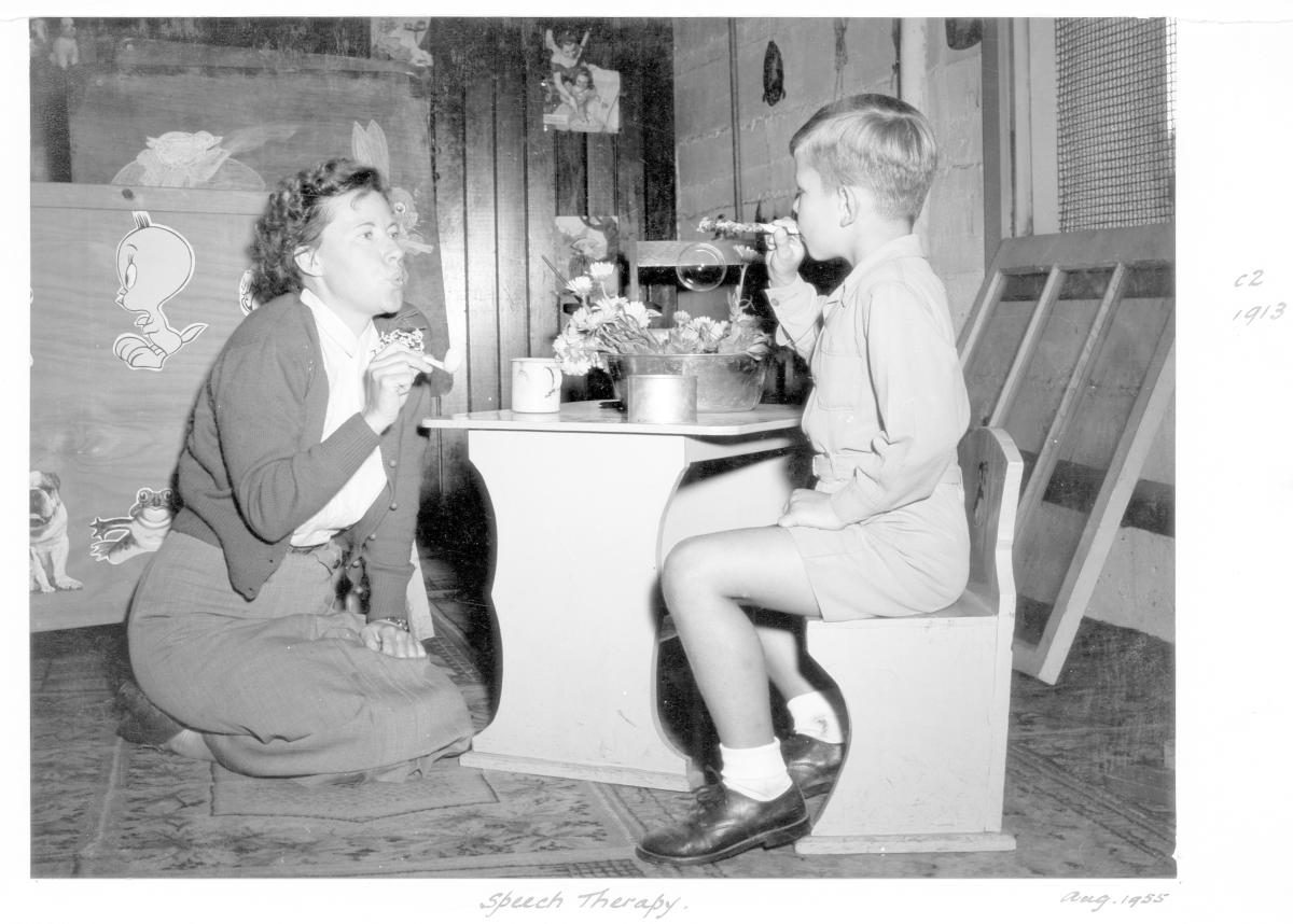 Child speech therapy session - Brisbane, August 1955