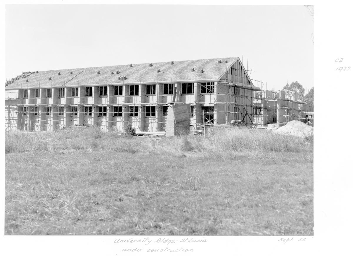 University of Queensland building under construction at St Lucia - Brisbane, September 1955