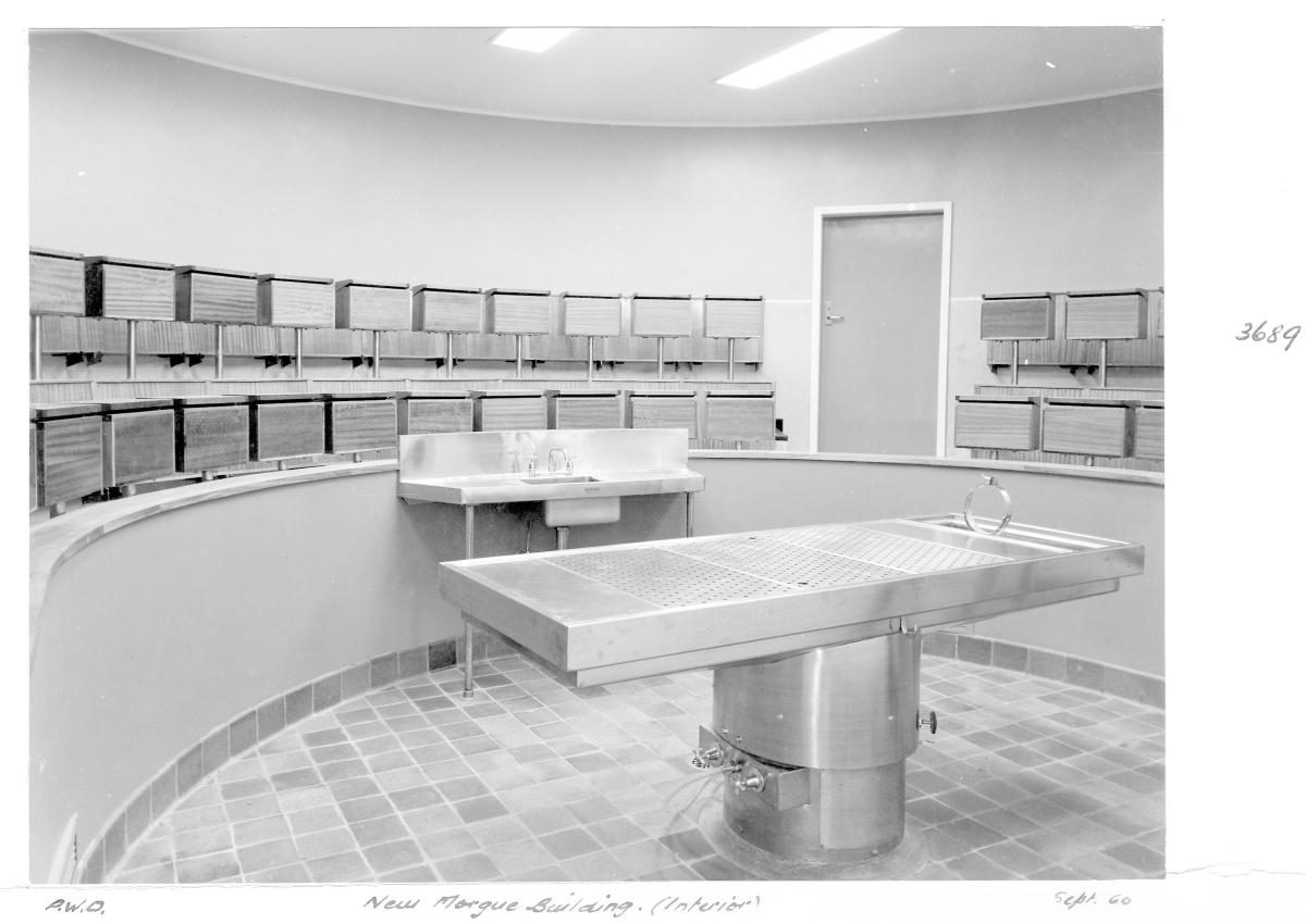 Interior of the new Institute of Forensic Pathology/Morgue building, Coopers Plains - Brisbane, September 1960
