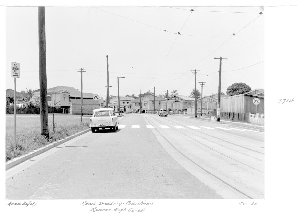 Pedestrian road crossing at Kedron State High School - Brisbane, October 1960