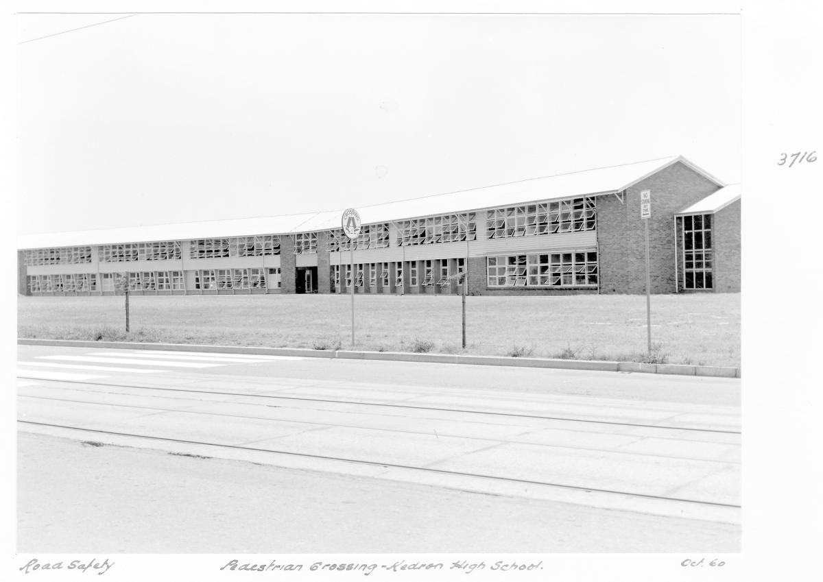 Pedestrian road crossing at Kedron State High School - Brisbane, October 1960