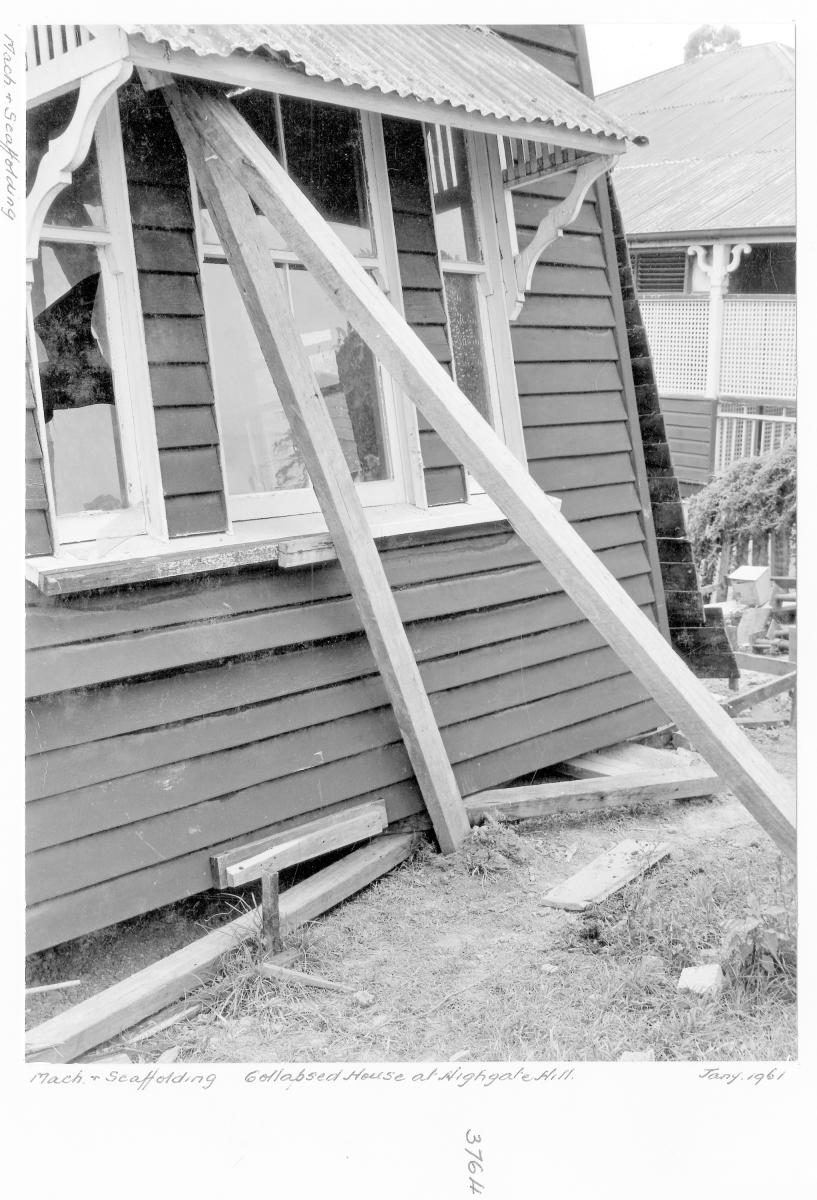 Collapsed house at Highgate Hill - Brisbane, January 1961