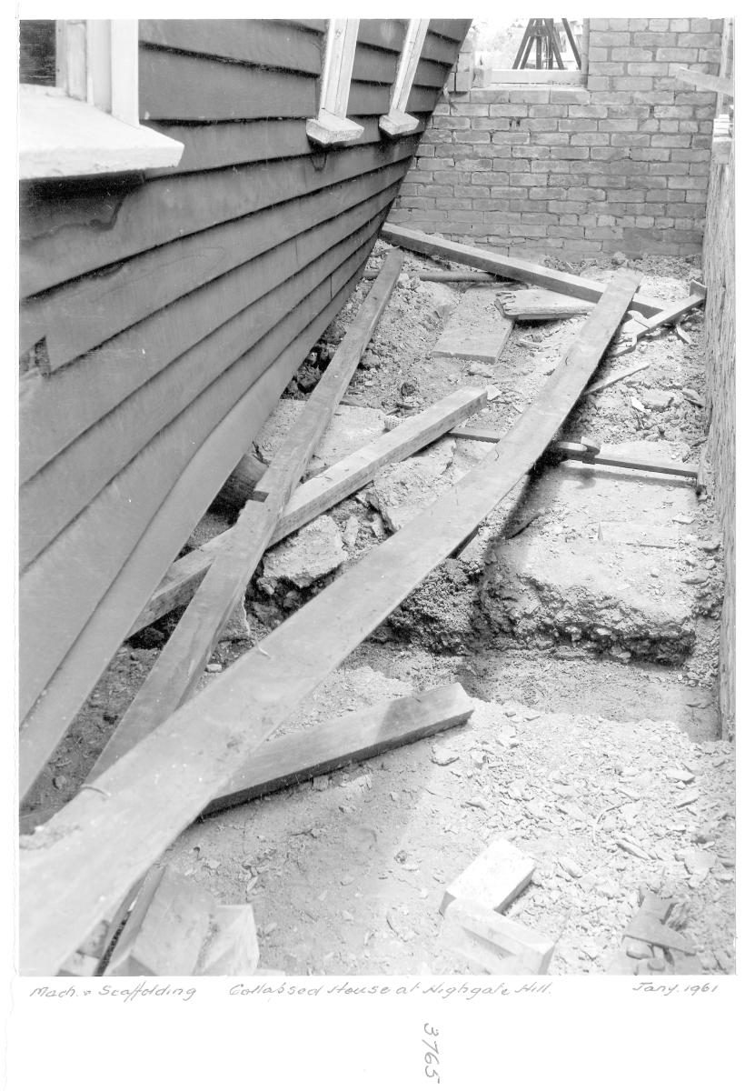 Collapsed house at Highgate Hill - Brisbane, January 1961