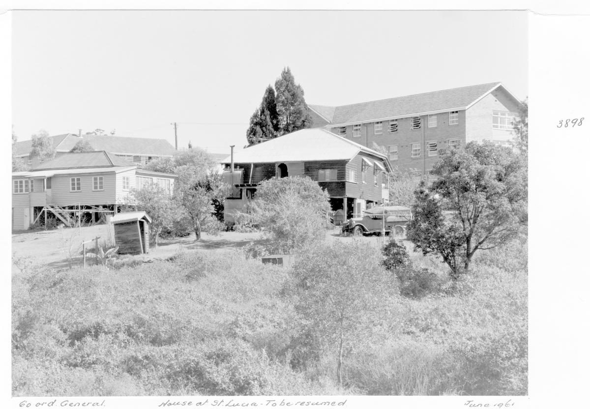Rear view of a house at St Lucia, to be resumed for the construction of the University of Queensland - Brisbane, June 1961