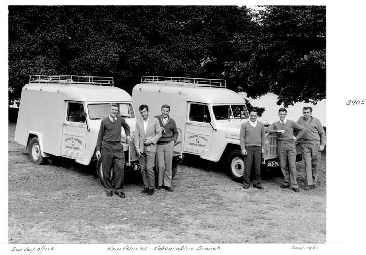 Staff and new vehicles for the Survey Office Topographic Branch - Brisbane, August 1961