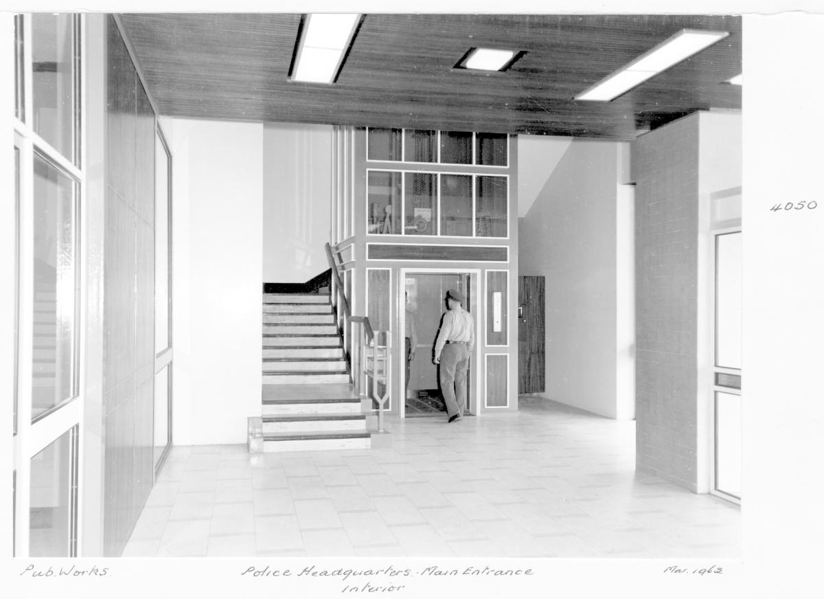 Interior of the main entrance of the Police Headquarters - Brisbane, March 1962