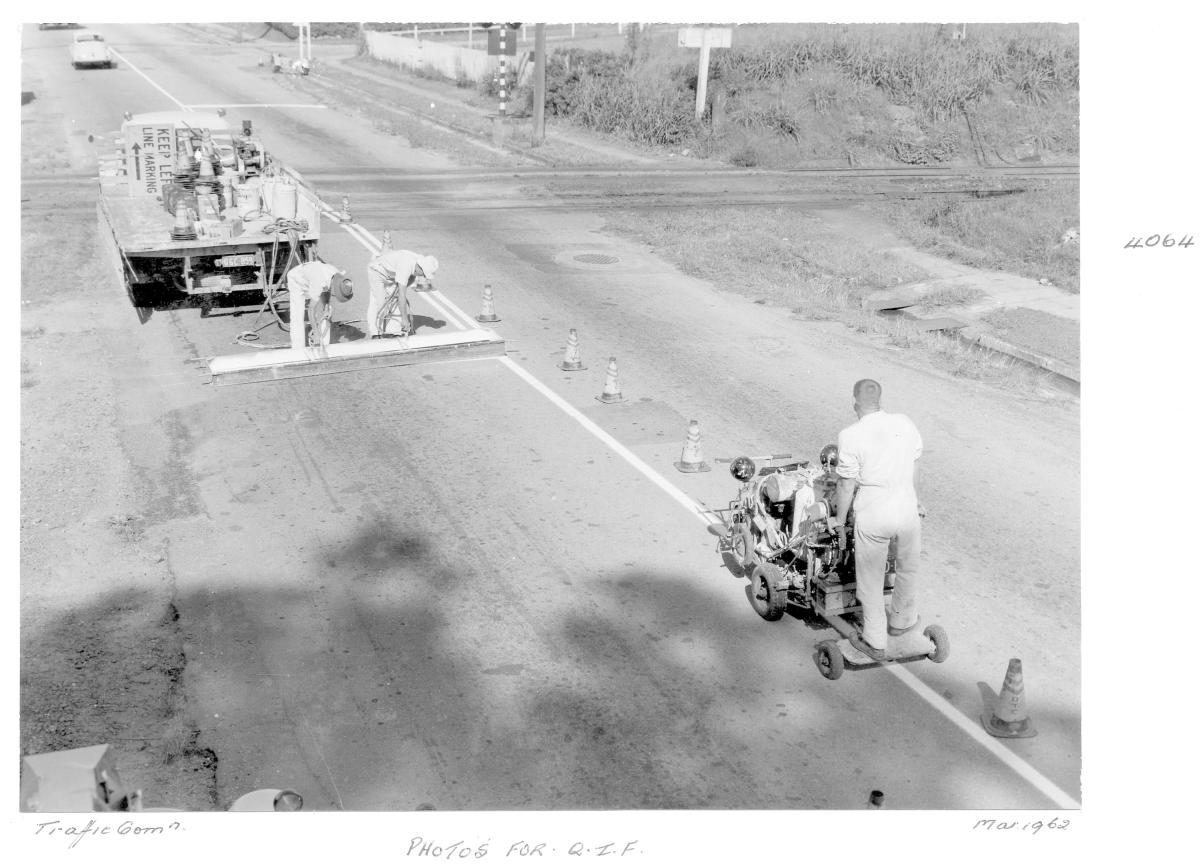Road construction and repairing - Brisbane, March 1962