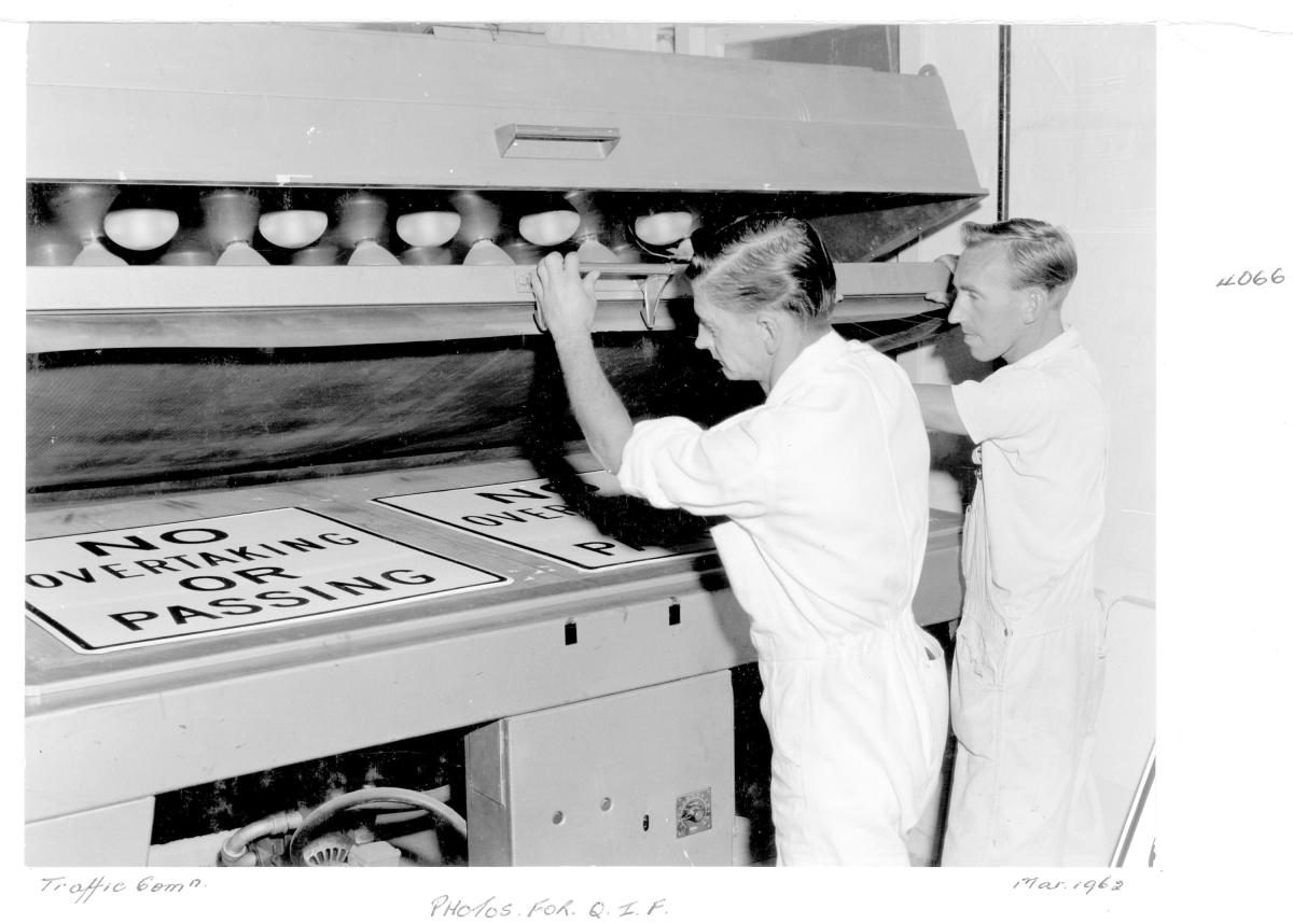 Manufacturing of traffic signs - Brisbane, March 1962