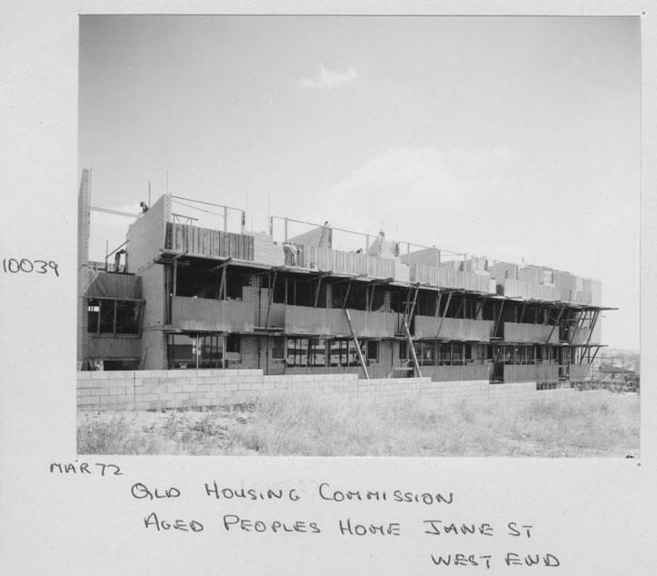 construction of Queensland Housing Commission aged people's home complex on Jane St at West End - Brisbane, March 1972