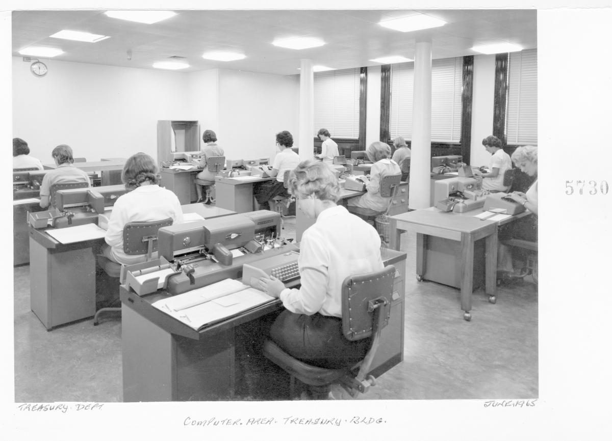 Computer area - Treasury Building, Brisbane, June 1965