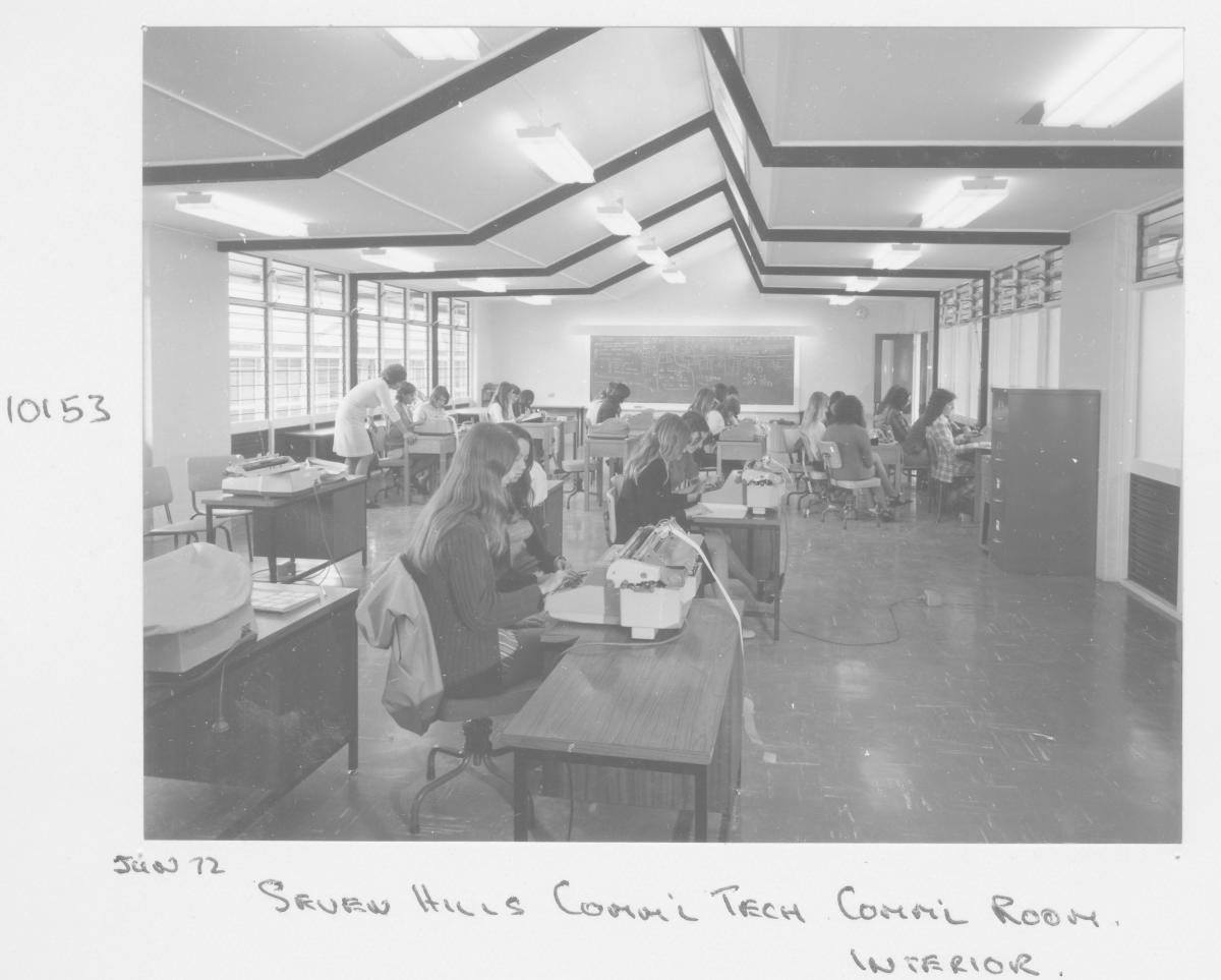 Seven Hills Commercial Technical College, Commercial Room interior - Brisbane, June 1972