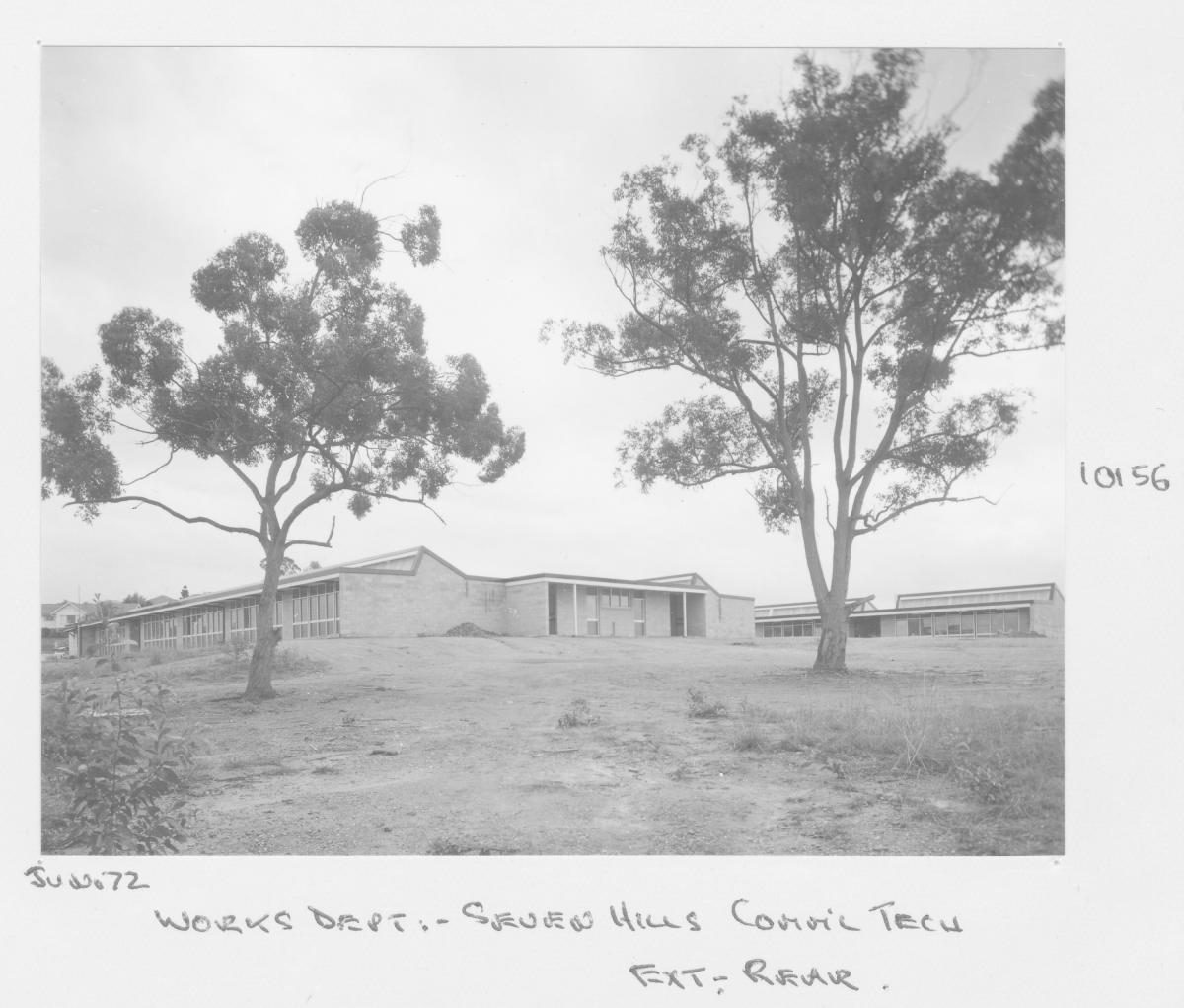 Seven Hills Commercial Technical College, exterior, rear - Brisbane, June 1972