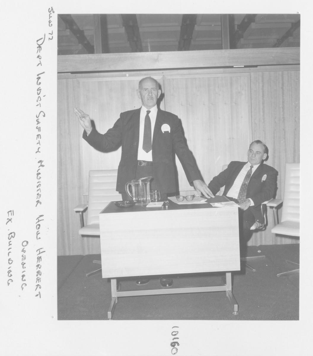 Industrial Safety Conference 1972 Opening, Executive Building - Minister for Labour and Tourism, the Hon John Desmond Herbert - Brisbane, June 1972