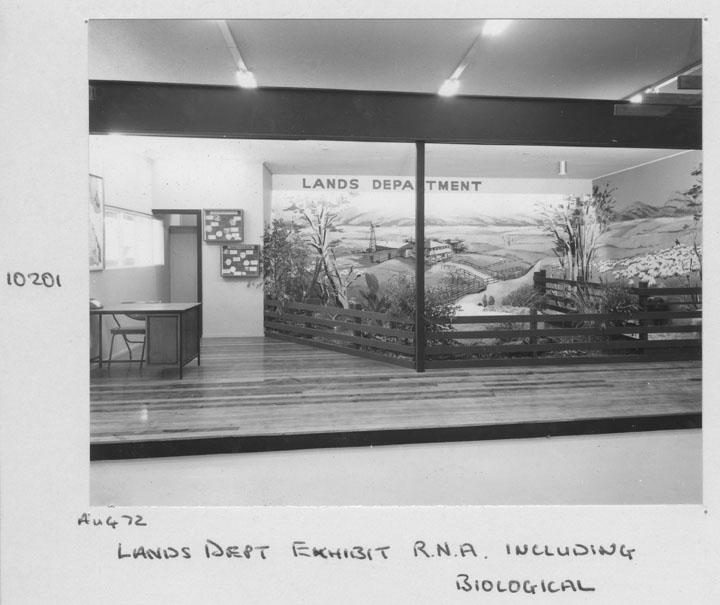 Lands Department exhibit at the Royal National Agricultural Exhibition (RNA), including biological - Brisbane, August 1972