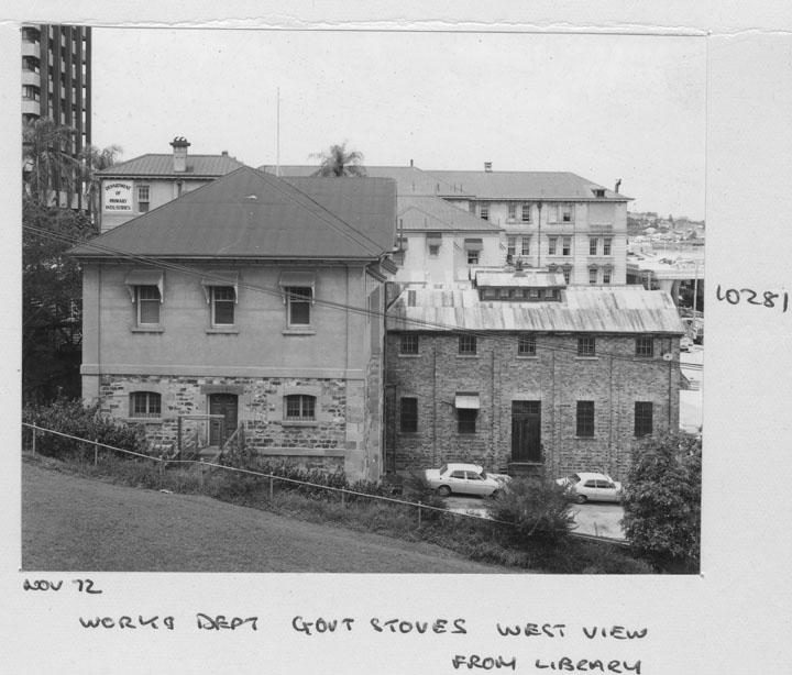 Old Government Stores building West view, from the State Library - Brisbane, November 1972