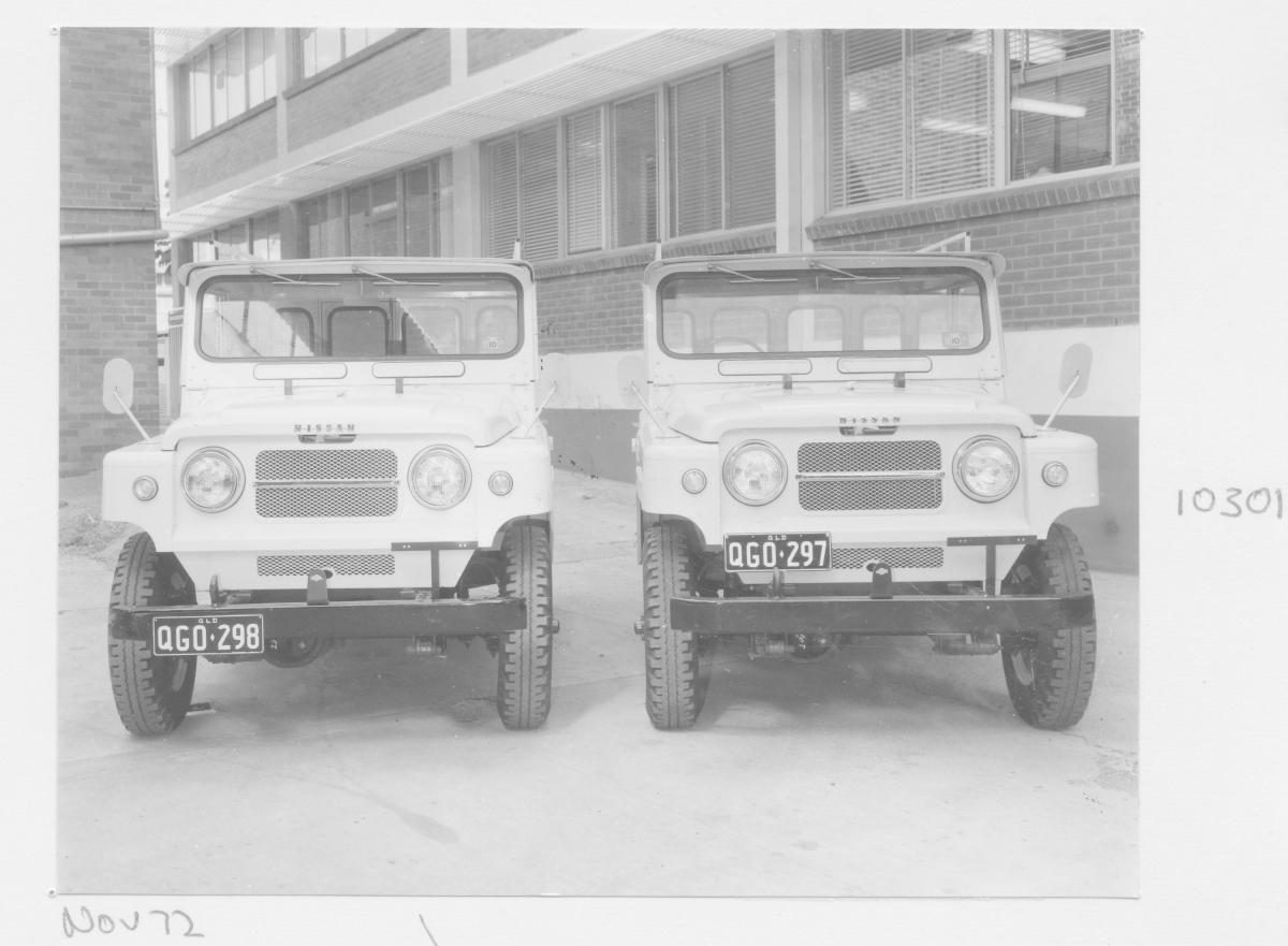 Survey Office Nissan vehicles for field work - Brisbane, November 1972