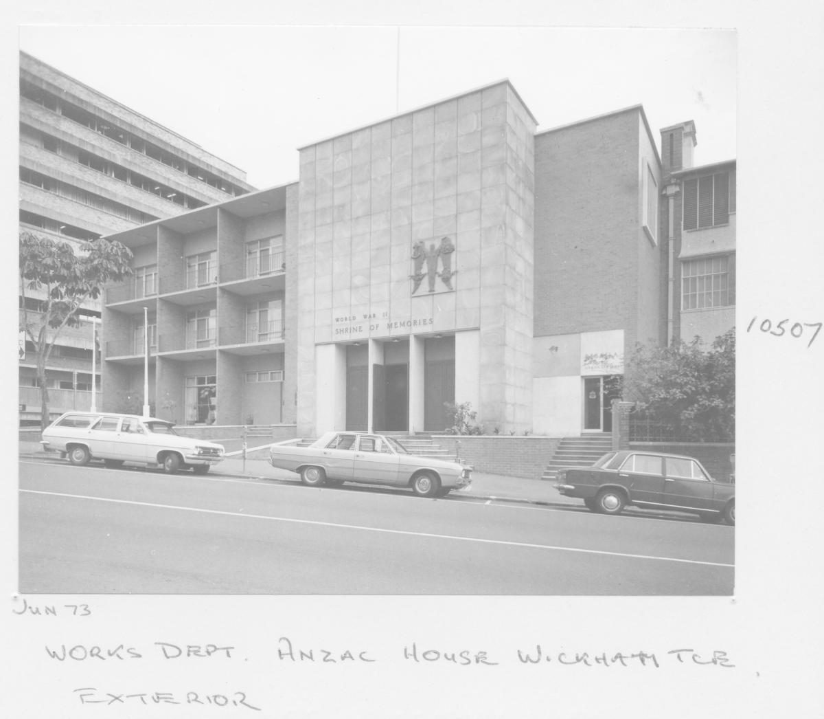 Exterior facade of the Works Department's Anzac House on Wickham Terrace - Brisbane, June 1973