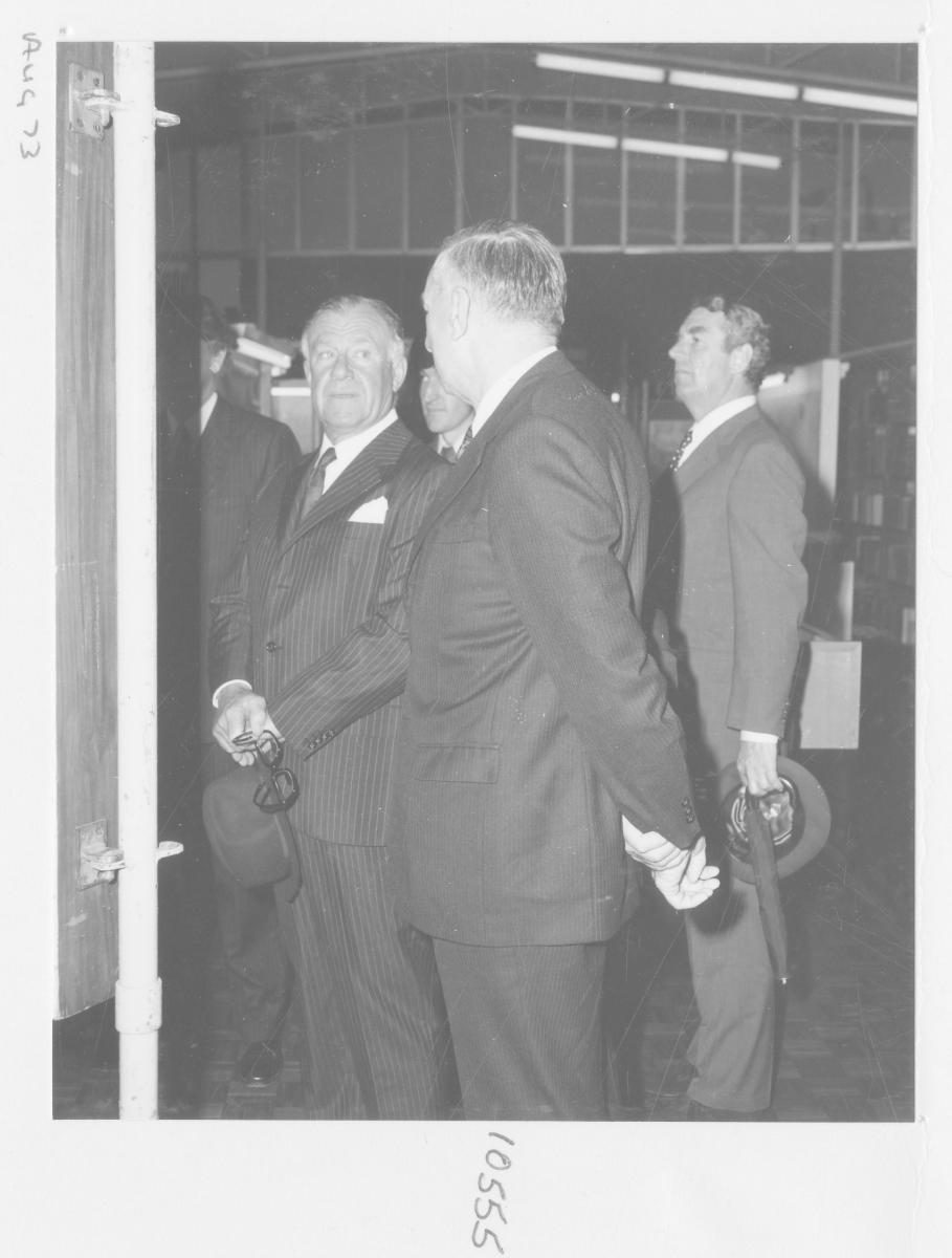 The Governor of Queensland, Sir Colin Hannah, at a Survey Office display - Brisbane, August 1973