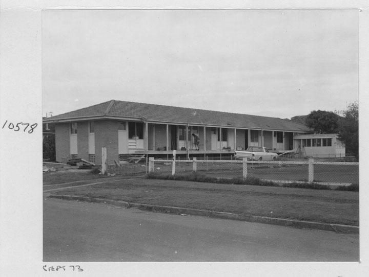 Exterior of Queensland Housing Commission old people's homes/units in Smallman St, Bulimba - Brisbane, September 1973