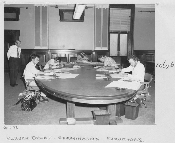 Surveyors undergoing examination at the Survey Office - Brisbane, October 1973
