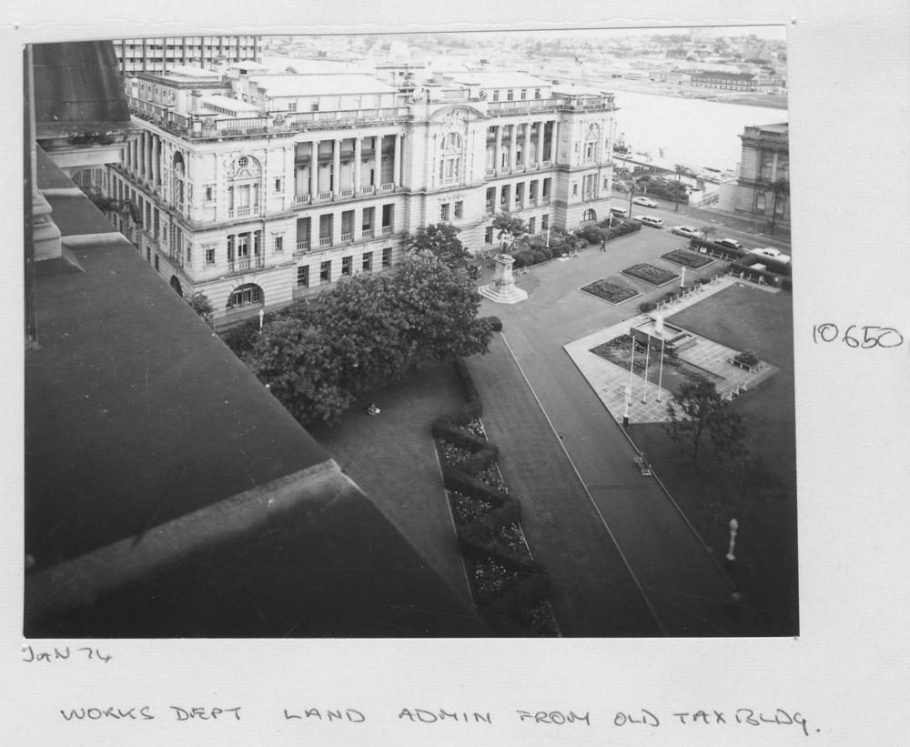 View of the Works Department Lands Administration building, from the old Taxation building roof - Brisbane, January 1974
