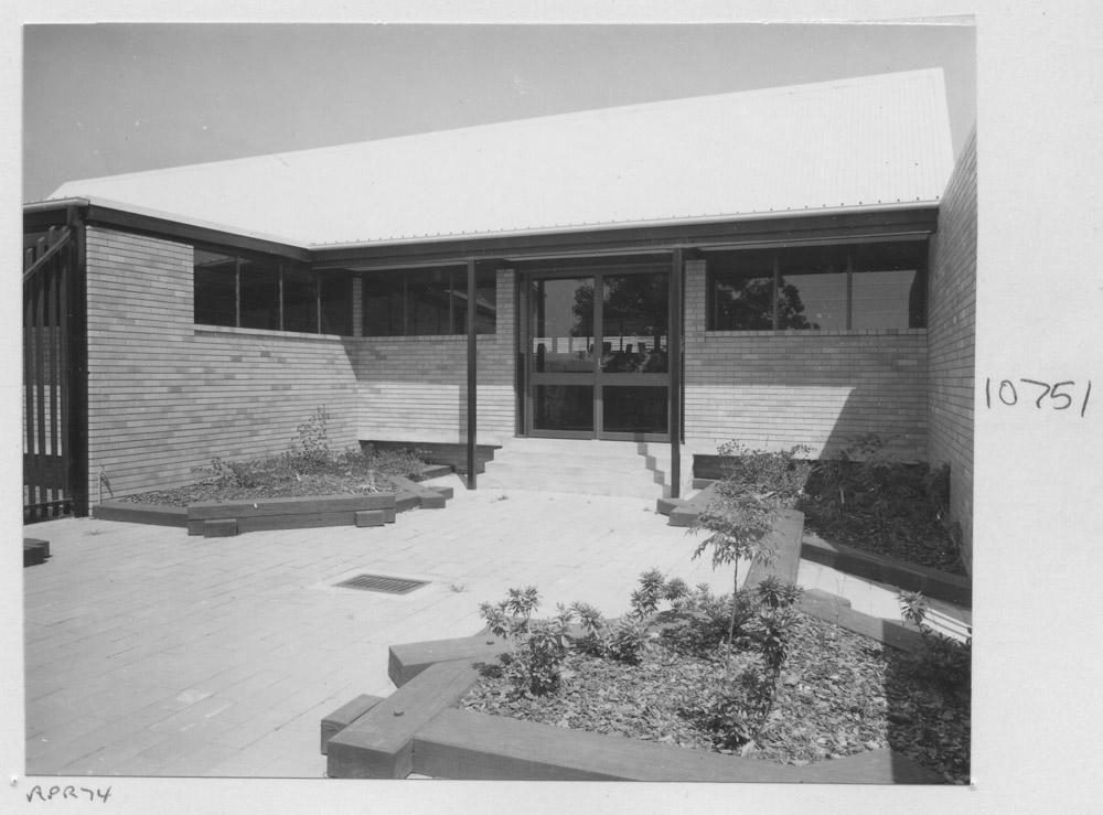 Acacia Ridge State School Library main entrance - Brisbane, April 1974