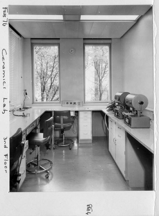 Ceramics laboratory, third floor, Dental College, Brisbane, February 1970