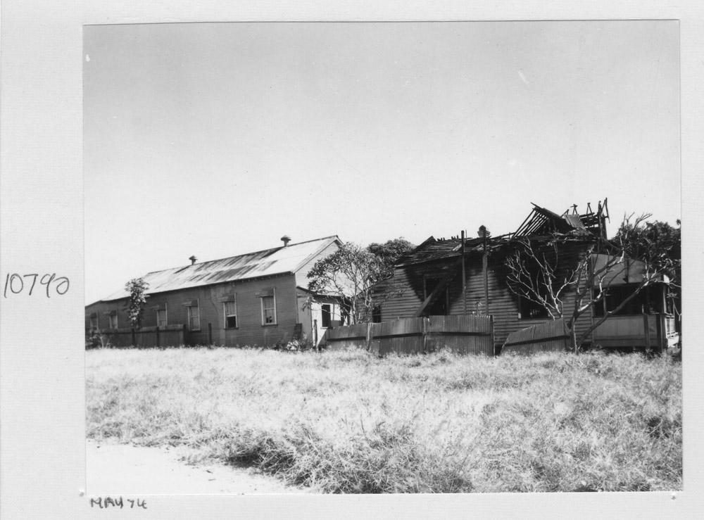 Back view of the burnt out Salvation Army (Salvos) building at South Brisbane - May 1974