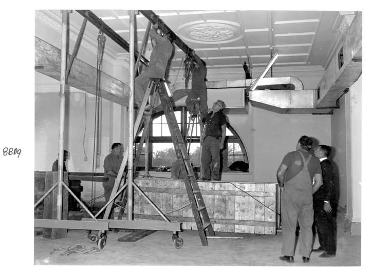 Crates inside the Camera Room, Executive Building, Brisbane, April 1970