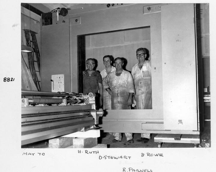 Klimsch camera installation crew, Executive Building, Brisbane, May 1970