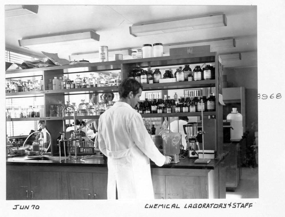 Chemical Laboratory and staff at the Alan Fletcher Research Station, Sherwood, Brisbane, June 1970