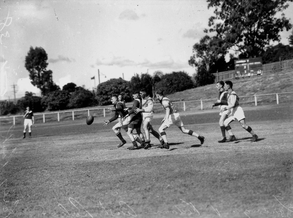 Australian Rules Football match at Perry Park in April 1938