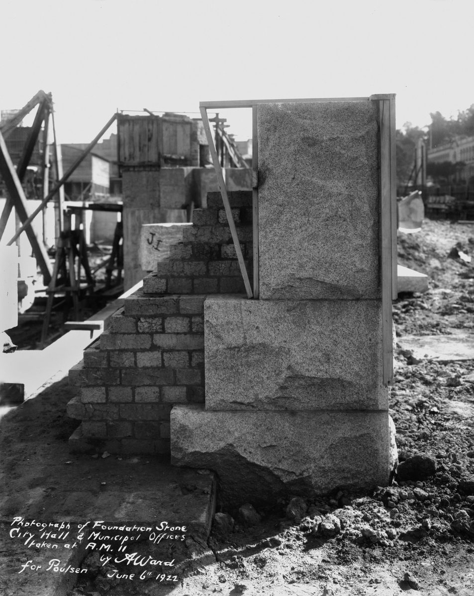 Foundation stone of the Brisbane City Hall, 1922