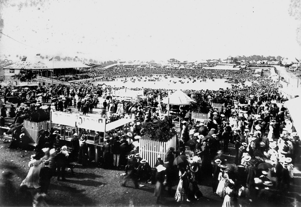 Part of the crowd of 40,000 people who visited the Brisbane Exhibition in 1906