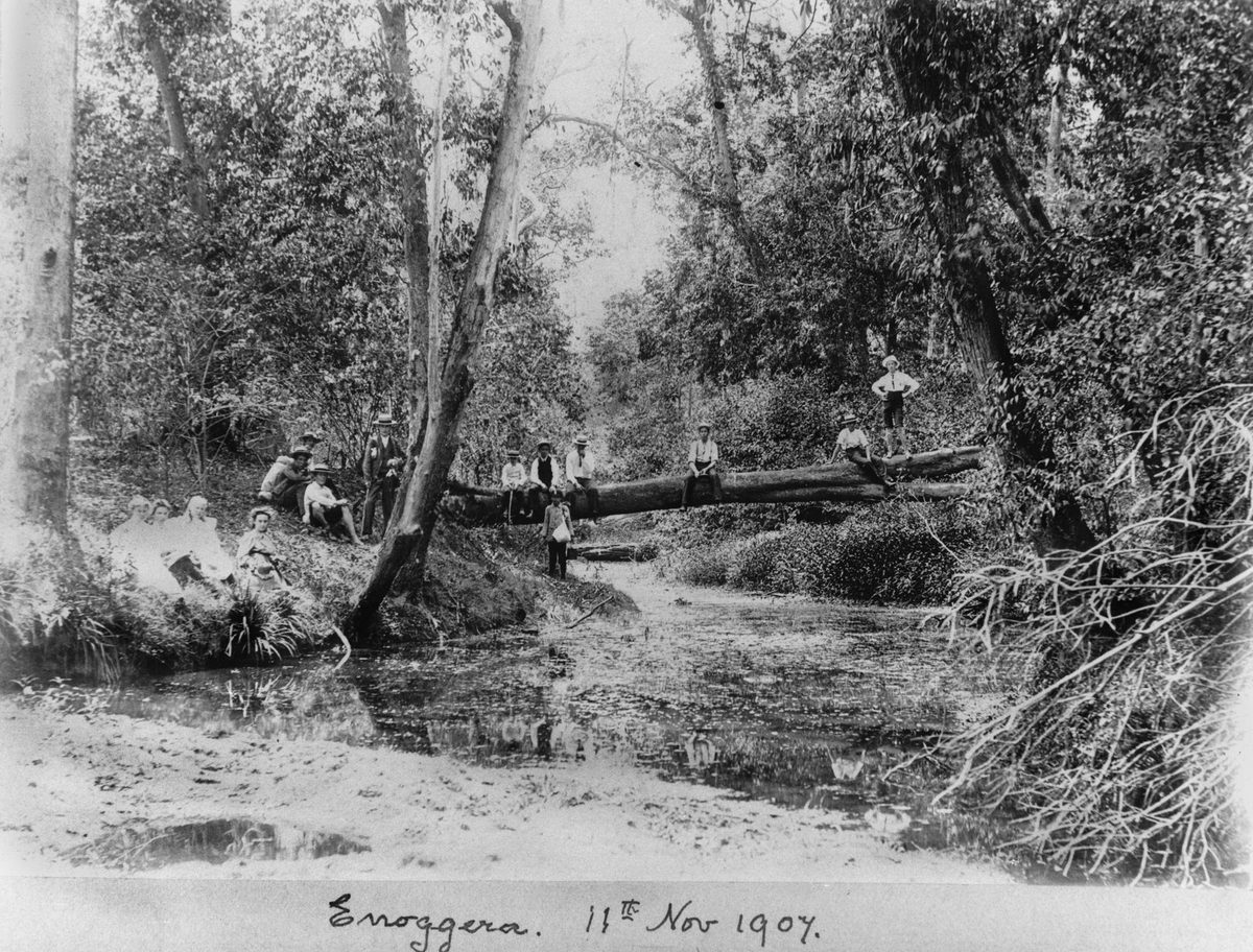 Party of picnickers at Enoggera Creek, Brisbane, Queensland, 1907