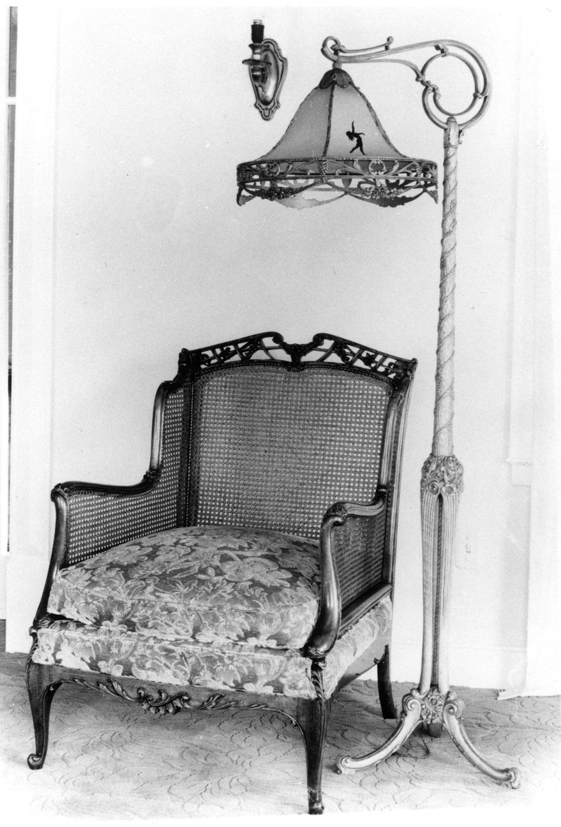 Lamp and arm chair built by Ed. Rosenstengel, 524 Brunswick Street, Fortitude Valley, Brisbane