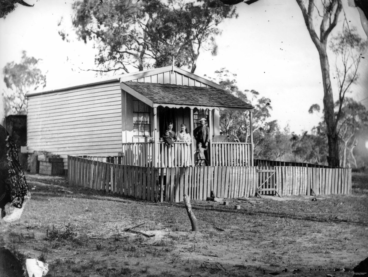 Family on the veranda of their home on the outskirts of Brisbane, 1872